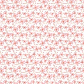 MINI - floral pink cherry blossom on white