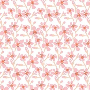 MEDIUM - floral pink cherry blossom on white