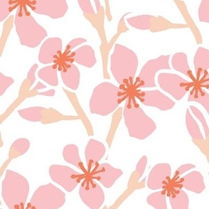 JUMBO - floral pink cherry blossom on white