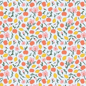 MINI - Lemon, apricot, peach blossom on sky Blue