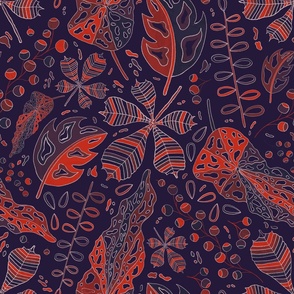 Night floral pattern with red and blue colors