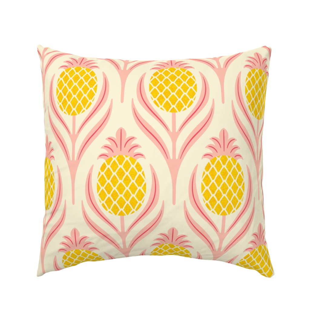 (L)  Tropical art deco welcome pineapples blush pink and yellow