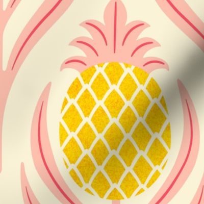 (L)  Tropical art deco welcome pineapples blush pink and yellow