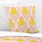 (L)  Tropical art deco welcome pineapples blush pink and yellow