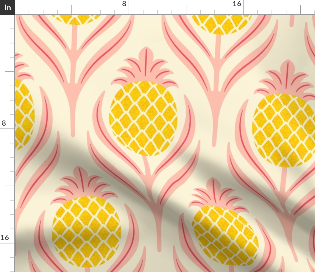 (L)  Tropical art deco welcome pineapples blush pink and yellow