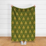 (L)  Tropical art deco welcome pineapples green and yellow