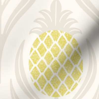 (L)  Tropical art deco welcome pineapples off white and yellow