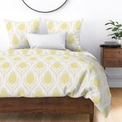 (L)  Tropical art deco welcome pineapples off white and yellow