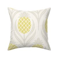 (L)  Tropical art deco welcome pineapples off white and yellow