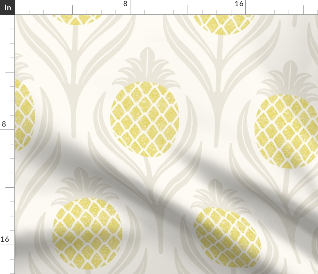 (L)  Tropical art deco welcome pineapples off white and yellow