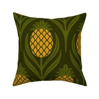 (L)  Tropical art deco welcome pineapples dark green and orange