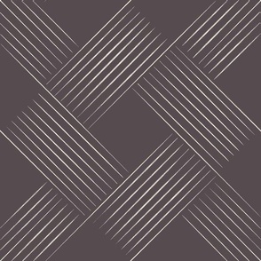 Contemporary Geometric Weave _ Creamy White_ Purple-Brown-Gray _ Lines