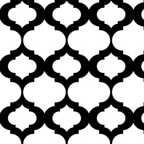 Moroccan Trellis in Bold Black and White on White Background