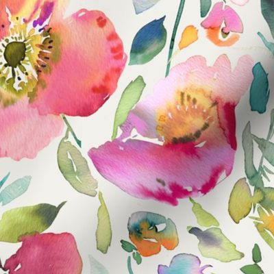 Spring Artistic poppies Spring Watercolor wedding floral Multicolor Medium