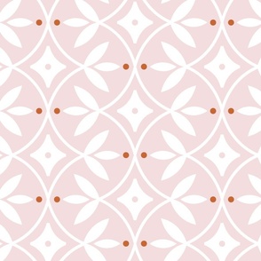 Soft Romantic Geometric Diamonds and Leaves in Pink, White and Burnt Orange