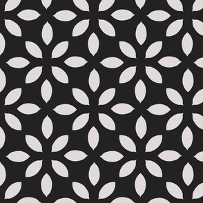 Geometric Petal Flowers in Dark Charcoal and Off White