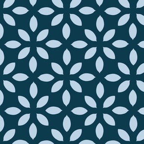 Geometric Petal Flowers in Prussian Blue and Petal Fog Blue