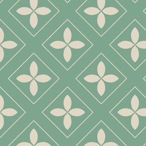 Geometric Shapes in Light Green and Beige