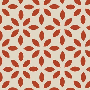 Geometric Petal Flowers in Burnt Orange and Beige