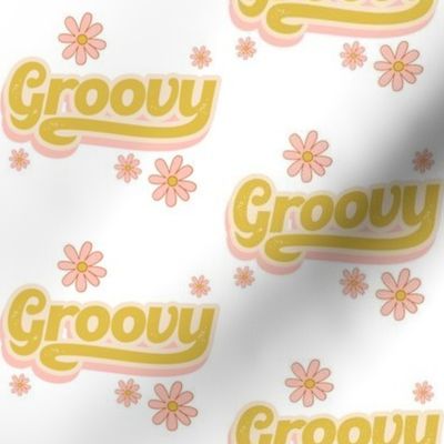Groovy Pink and Mustard - Hippy Flowers