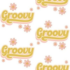 Groovy Pink and Mustard - Hippy Flowers