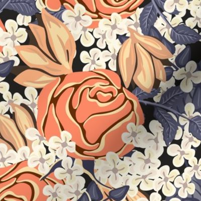 Wedding Roses - Medium - Plum, Peach, Orange, Purple, Ivory