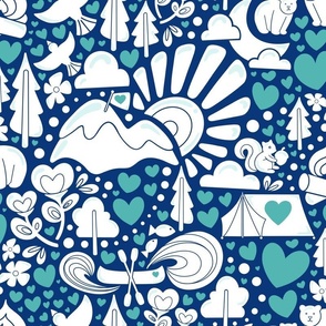 Wilderness Love - Sapphire and Teal - Large Scale