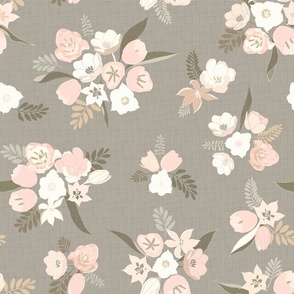 Vintage Tulips Wedding Floral in cream blush and French grey classic sophisticated cottagecore jumbo scale by Pippa Shaw