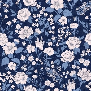 Stella Modern Vintage Floral Coastal Atlantic Blues