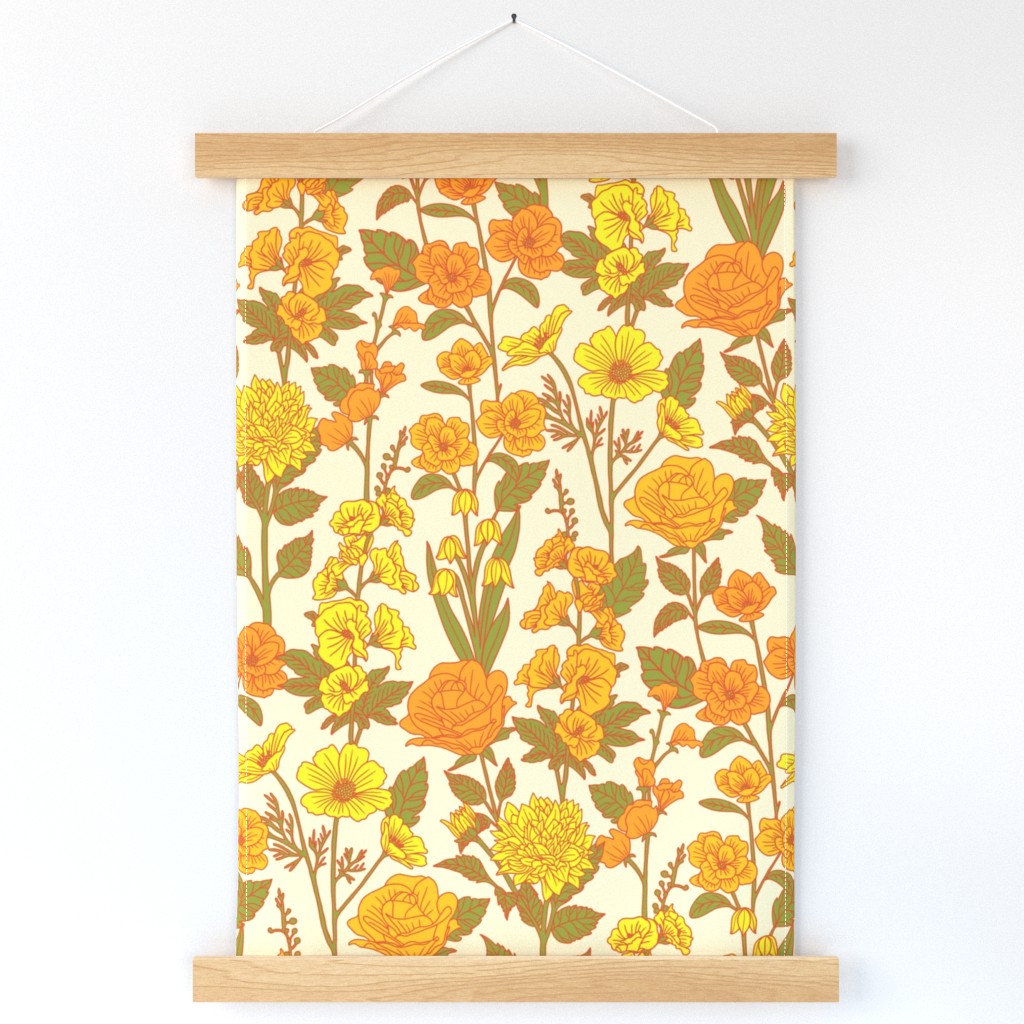 Yellow Vintage-Inspired 70s Floral Cottage Garden