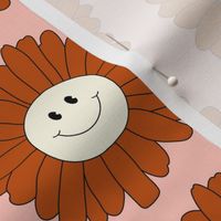 Smiling Flower Pink and Sienna Orange Large - Groovy Flowers