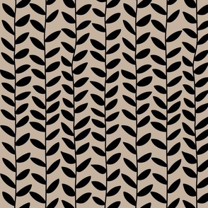 Bold Lines & Vines Stripes in Black and Beige