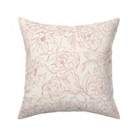 Romantic Lush Peony Blooms - sketched blush pink and cream - large