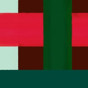 Christmas block print. Minimalist Christmas. Big scale. Christmas colour stripes. Gingham grid. Bold modern grid.