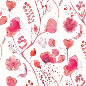 Blooming hearts_large scale, 24 inch repeat