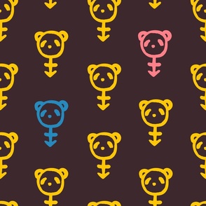 PANSEXUAL PANDA HALF DROP IN PINK, BLUE, AND YELLOW ON BLACK (LARGE)_B23026R02A