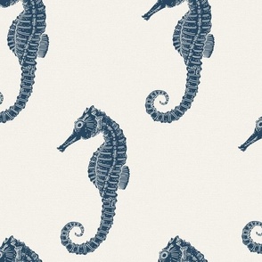 Navy Seahorse Fabric, Wallpaper and Home Decor | Spoonflower