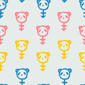 PANSEXUAL PANDA HALF DROP IN PINK, YELLOW, AND BLUE ON WHITE (LARGE)_B23026R02G