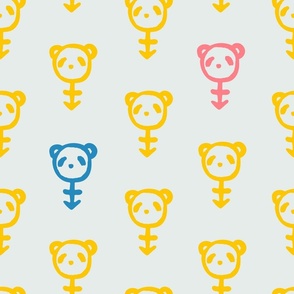 PANSEXUAL PANDA HALF DROP IN PINK, YELLOW, AND BLUE ON WHITE (LARGE)_B23026R02H