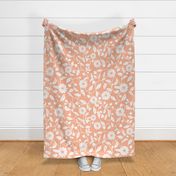 white  flowers on a  soft peach pink background - large scale