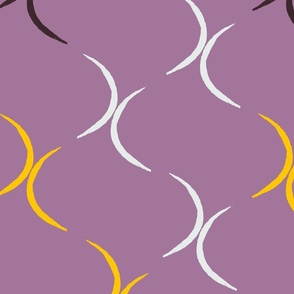 DOUBLE MOON IN NONBINARY YELLOW, BLACK AND WHITE ON PURPLE (LARGE) B23028R02A