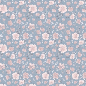 Alegria Watercolor Flower Garden Cream, Pink and Blue