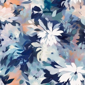 Abstract Floral Blue