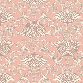 (small) Spice Serenade Boho Pinks / Dusty Pink and Cream on Blush Pink / Two-directional Floral / see more in Boho Pinks collection