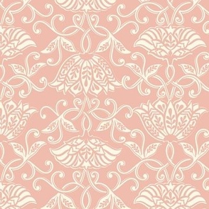 (Small) Spice Serenade Boho Pinks / Cream  on Blush Pink / Two-directional Floral / see more in Boho Pinks collection