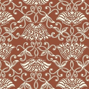 Spice Serenade Boho Pinks / Cream on Terracotta / Two-directional Floral / see more in Boho Pinks collection