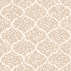 Coral Reef Damask {Neutral Tan // Off White} Ogee Sea Fan, Large Scale Mermaidcore