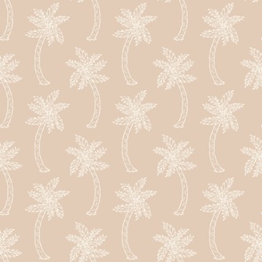 Minimal Palm Trees {Off White // Neutral Tan} Coastal Boho Wallpaper, Large Scale