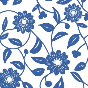 indigo blue flowers on a white background - large scale