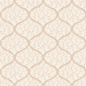 Coral Reef Damask {Off White // Neutral Tan} Ogee Sea Fan, Large Scale Mermaidcore